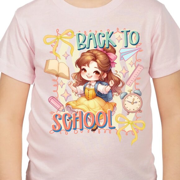 Princess Belle Beauty & Beast Chibi Back to school Graphic T-shirt for kids - Picture 4 of 5